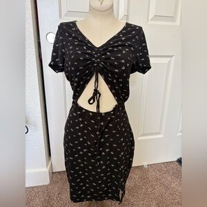 Chic Black Dress with Floral Pattern